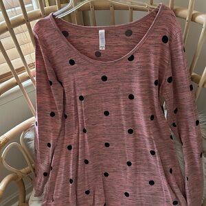 LuLaRoe Pink Polka Dot Long Sleeve Top